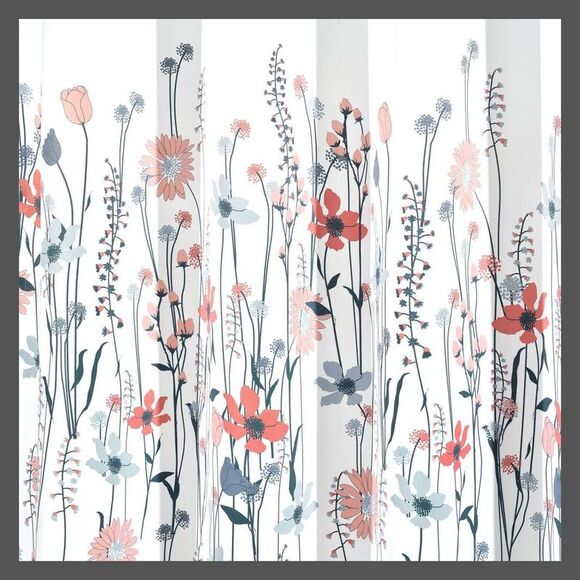 Open Box - Lush Decor - Set of 2 (95"x52") Floral Light Filteri Blue/Coral - Picture 3 of 4